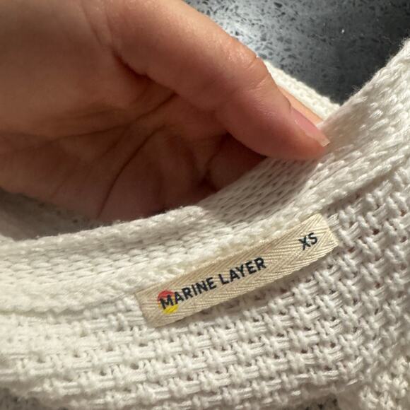 Marine Layer Womens XS Open Front Cotton Cardigan Sweater White Textured Knit - Picture 3 of 11